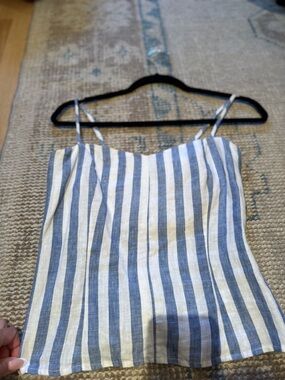 SOLD Reformation Blue and White Vertical Stripe Linen Cami Top